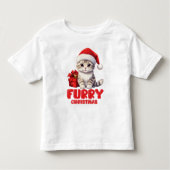 かわいい毛皮のクリスマスの子猫デザイン トドラーTシャツ (正面)