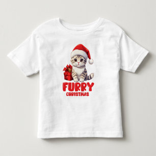 かわいい毛皮のクリスマスの子猫デザイン トドラーTシャツ