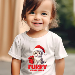 かわいい毛皮のクリスマスの子猫デザイン トドラーTシャツ