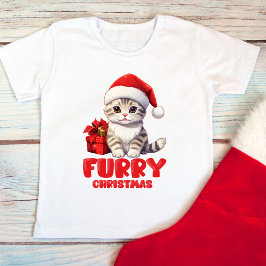かわいい毛皮のクリスマス ベビーTシャツ
