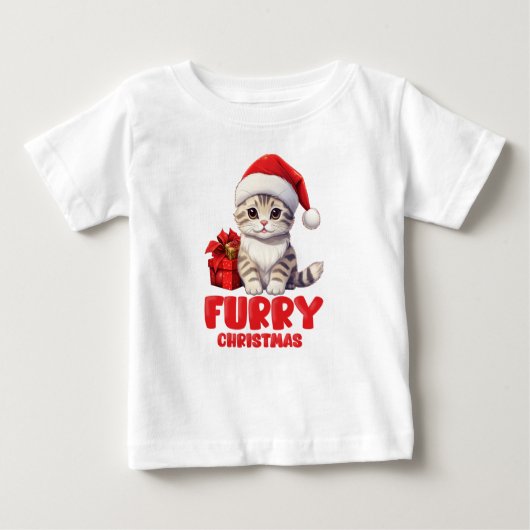 かわいい毛皮のクリスマス ベビーTシャツ (正面)