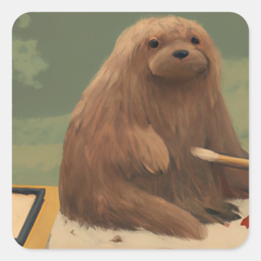 かわいい毛皮の犬のシール スクエアシール (正面)