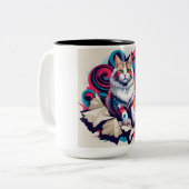 かわいい毛皮の猫 ツートーンマグカップ (正面左)