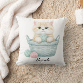 かわいい毛糸の子猫のスロー枕 クッション