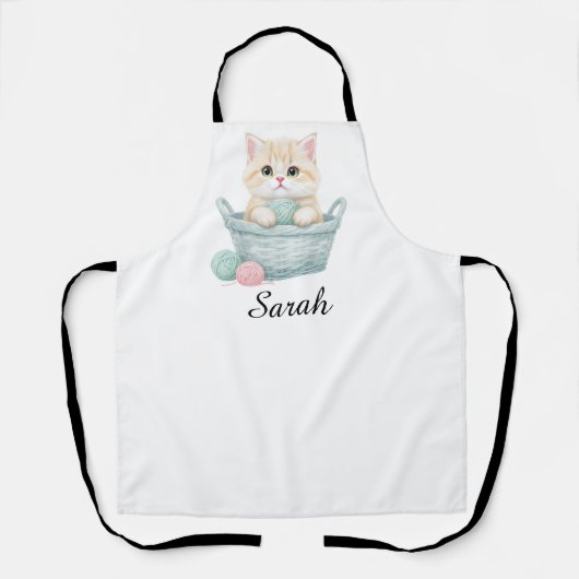 かわいい毛糸の子猫エプロン エプロン (正面)