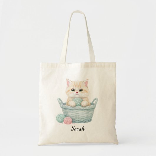 かわいい毛糸の子猫トートバッグ トートバッグ (正面)