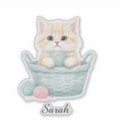 かわいい毛糸子猫ステッカー シール (正面)