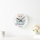 かわいい毛糸子猫丸時計 ラウンド壁時計 (ホーム)