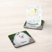 かわいい毛羽立ち白い子犬 コースター (右側)