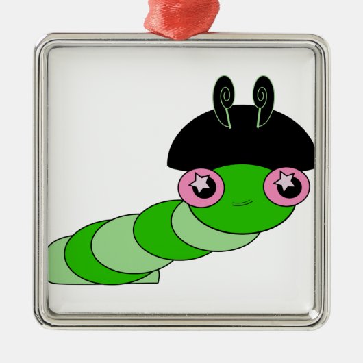 かわいい毛虫 メタルオーナメント (正面)