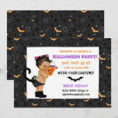 かわいい民族風赤ちゃん女の子の猫のコスチューム ハロウィンパーティー 招待状 (正面/裏面)