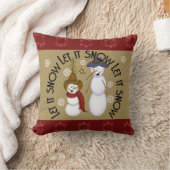 かわいい民芸のカウボーイの雪だるまのクリスマス クッション (ブランケット)