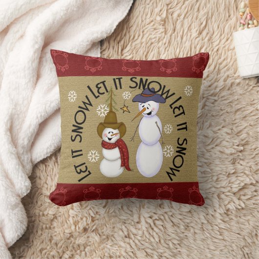 かわいい民芸のカウボーイの雪だるまのクリスマス クッション (ブランケット)