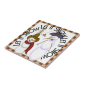 かわいい民芸のカウボーイの雪だるまのクリスマス タイル (側面)