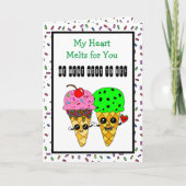 かわいい気のあるそぶりをしたロマンチックなアイスクリームコーンカード カード (正面)