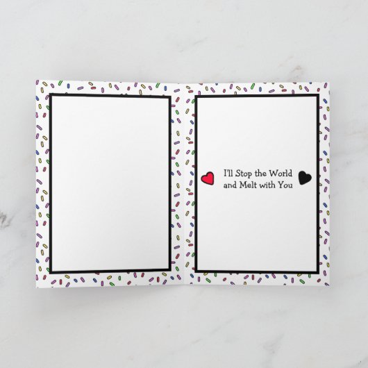 かわいい気のあるそぶりをしたロマンチックなアイスクリームコーンカード カード (内部)