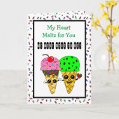 かわいい気のあるそぶりをしたロマンチックなアイスクリームコーンカード カード (黄色い花)