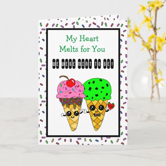かわいい気のあるそぶりをしたロマンチックなアイスクリームコーンカード カード (黄色い花)