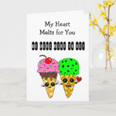 かわいい気のあるそぶりをしたロマンチックなアイスクリームコーン カード (黄色い花)