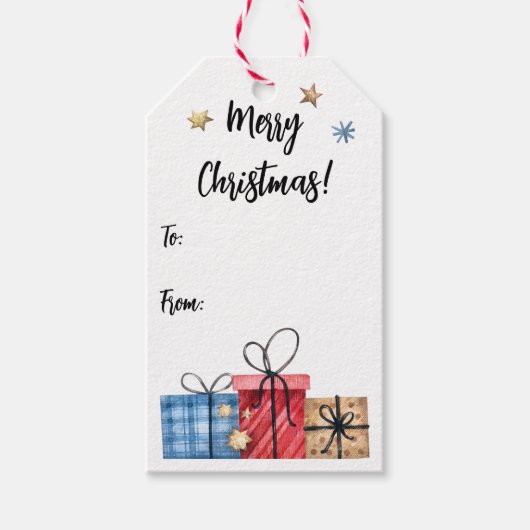 かわいい気まぐれなクリスマスプレゼントが次々に咲き誇る ギフトタグ (正面)