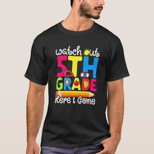 かわいい気をつけて5年生の小学校1日目 Tシャツ (正面)