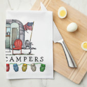 かわいい気流のキャンピングカー旅行トレーラー キッチンタオル (四つ折り)