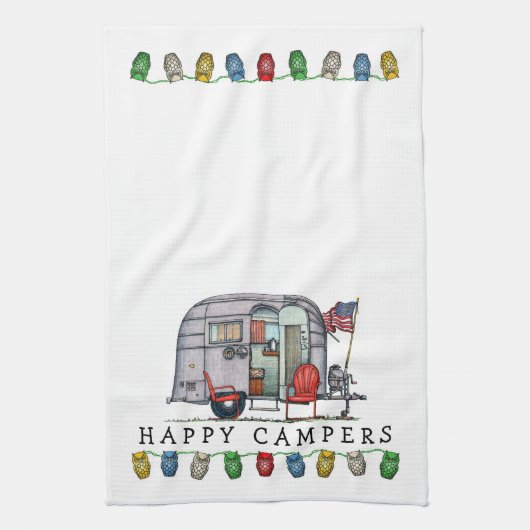 かわいい気流のキャンピングカー旅行トレーラー キッチンタオル (縦)