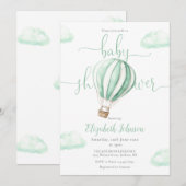 かわいい気球のジェンダーニュートラルベイビーシャワー 招待状 (正面/裏面)