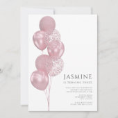 かわいい気球の誕生日 招待状 (正面)