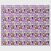 かわいい気球猿の紫色の子供の誕生日 ラッピングペーパー (フラット)