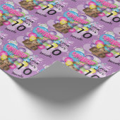 かわいい気球猿の紫色の子供の誕生日 ラッピングペーパー (角)