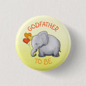 かわいい気球象のベビーシャワーは教父にあります 缶バッジ (正面)