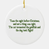 かわいい水いけな色の猫と金魚おもしろい、 セラミックオーナメント (裏面)