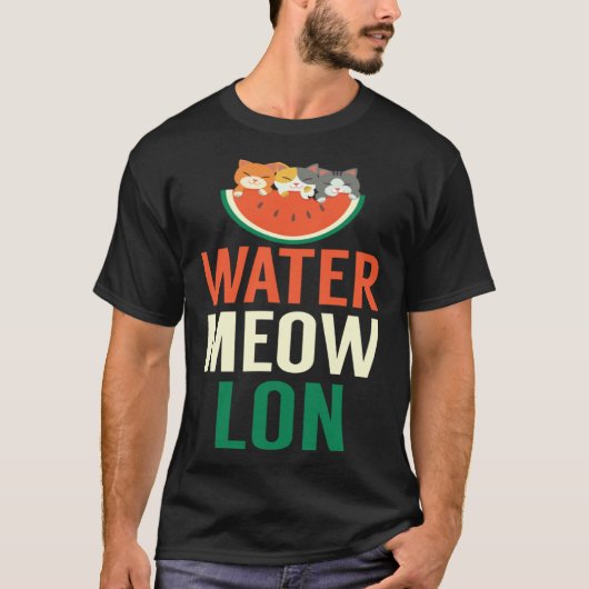 かわいい水にゃんレオンメロンと猫メロン栽培 Tシャツ (正面)