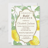 かわいい水のカラーレモン、金ゴールドグリッター枠 招待状 (正面)