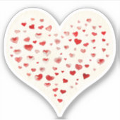 かわいい水のカラー赤いハート シール (正面)