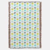 かわいい水のミントの青く黄色い水玉模様パターン スローブランケット (正面縦)