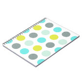 かわいい水のミントの青く黄色い水玉模様パターン ノートブック (左側)