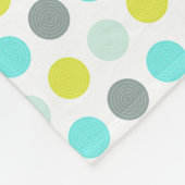 かわいい水のミントの青く黄色い水玉模様パターン フリースブランケット (角)