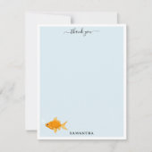 かわいい水の中を泳ぐ金魚 オーダーネーム サンキューカード (正面)