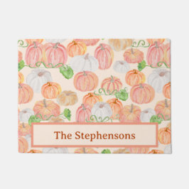 かわいい水の色かぼちゃパッチ名前をカスタムする ドアマット