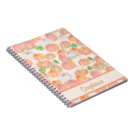 かわいい水の色かぼちゃパッチ名前をカスタムする ノートブック (右側)