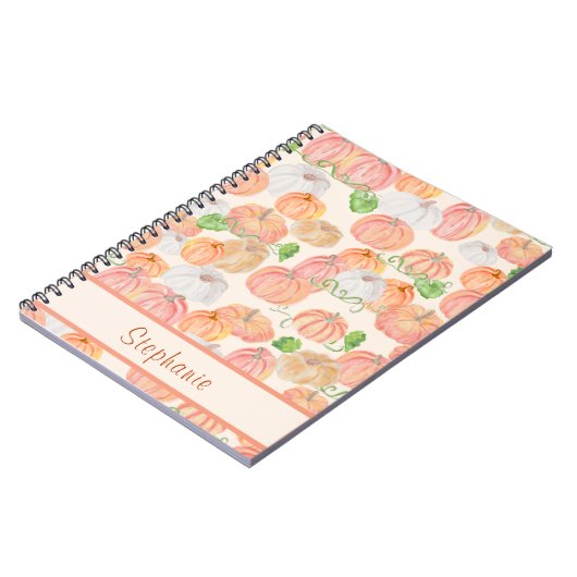 かわいい水の色かぼちゃパッチ名前をカスタムする ノートブック (左側)