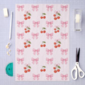 かわいい水の色さくらんぼピンクボウコケットギフト 薄葉紙 (クラフト)