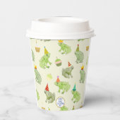 かわいい水の色のカエルおもしろいホッピー誕生日パーティー 紙コップ (裏面)