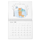 かわいい水の色のキツネイラストレーション月 カレンダー (1月 2026)