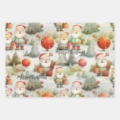 かわいい水の色のクリ芸術的スマス ラッピングペーパーシート (正面)