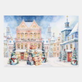 かわいい水の色のクリ芸術的スマス ラッピングペーパーシート (正面)