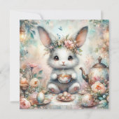 かわいい水の色のティーガーデンイースターバニー シーズンカード (正面)