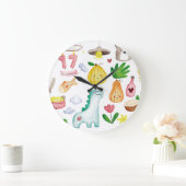 かわいい水の色のドードル、ステッカー準備ができて。 ラージ壁時計 (ホーム)